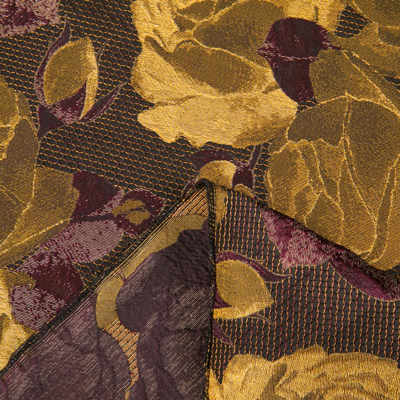 XY10013 Tela jacquard en relieve con diseño floral plateado metalizado 3d