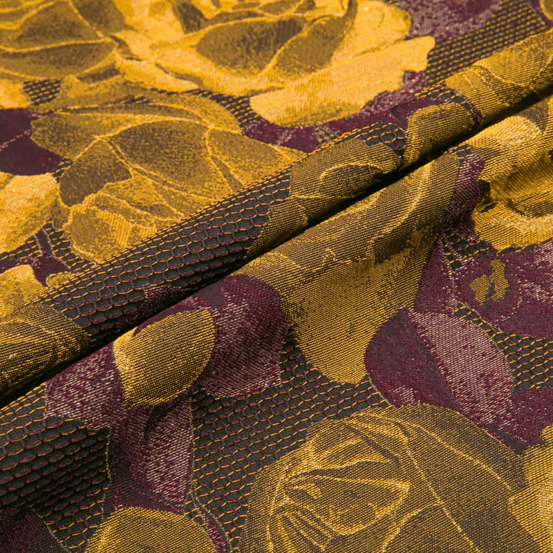 XY10013 Tela jacquard en relieve con diseño floral plateado metalizado 3d