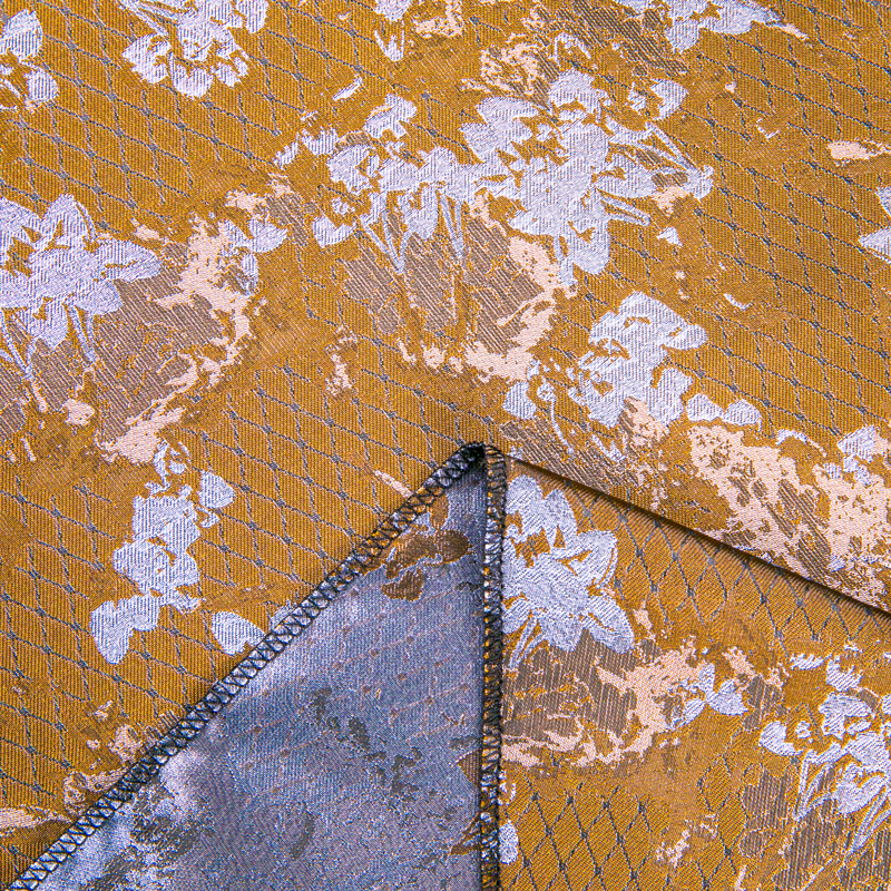 JY5103 Tela jacquard floral de 63 ancho, tela 100% de poliéster con base geométrica