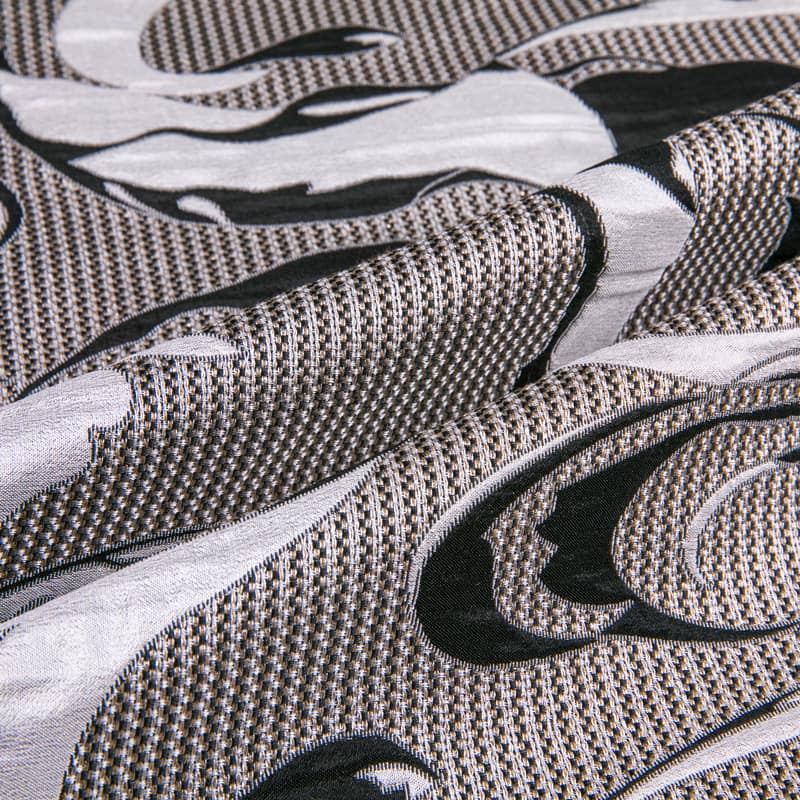 XY8999 Tela jacquard con patrón geométrico abstracto de 91% Poliéster 9% mezcla de metal